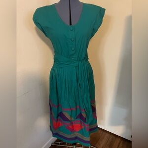 Girasol Mexico Vintage Rare True 1960s 1970s Patchwork Bold Folk art Dress EUC